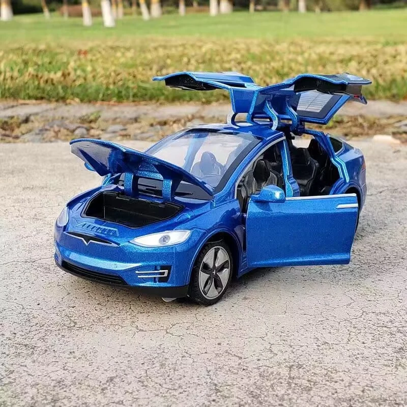 1:32 Model X Model 3 Alloy New Energy Car Model Diecasts Metal Toy Vehicles Car Model Sound and Light Collection Kids Gift