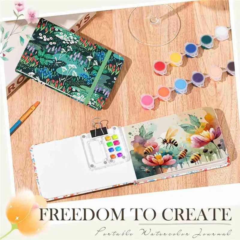 AED5-2Pcs Watercolor Sketchbooks 3.5X5.5In Portable Watercolor Journal 20 Sheets/40 Pages 140Lb/300Gsm For Painting Sketching