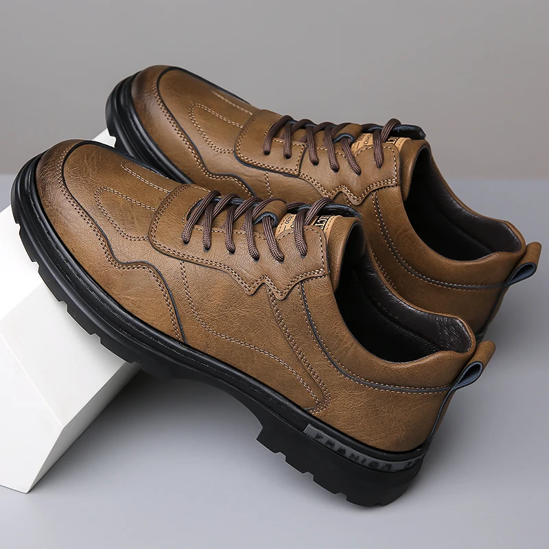 

Весенне-осенняя мужская деловая кожаная обувь в стиле ретро, минималистичная, высококачественная, для отдыха на природе, для прогулок, для ежедневного бизнеса, офиса