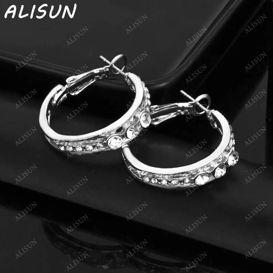 

ALISUN 925 Sterling Silver 23mm Zirconia Round Hoop Earrings For Women Grace Jewelry Trend Fashionable Birthday Party Gifts