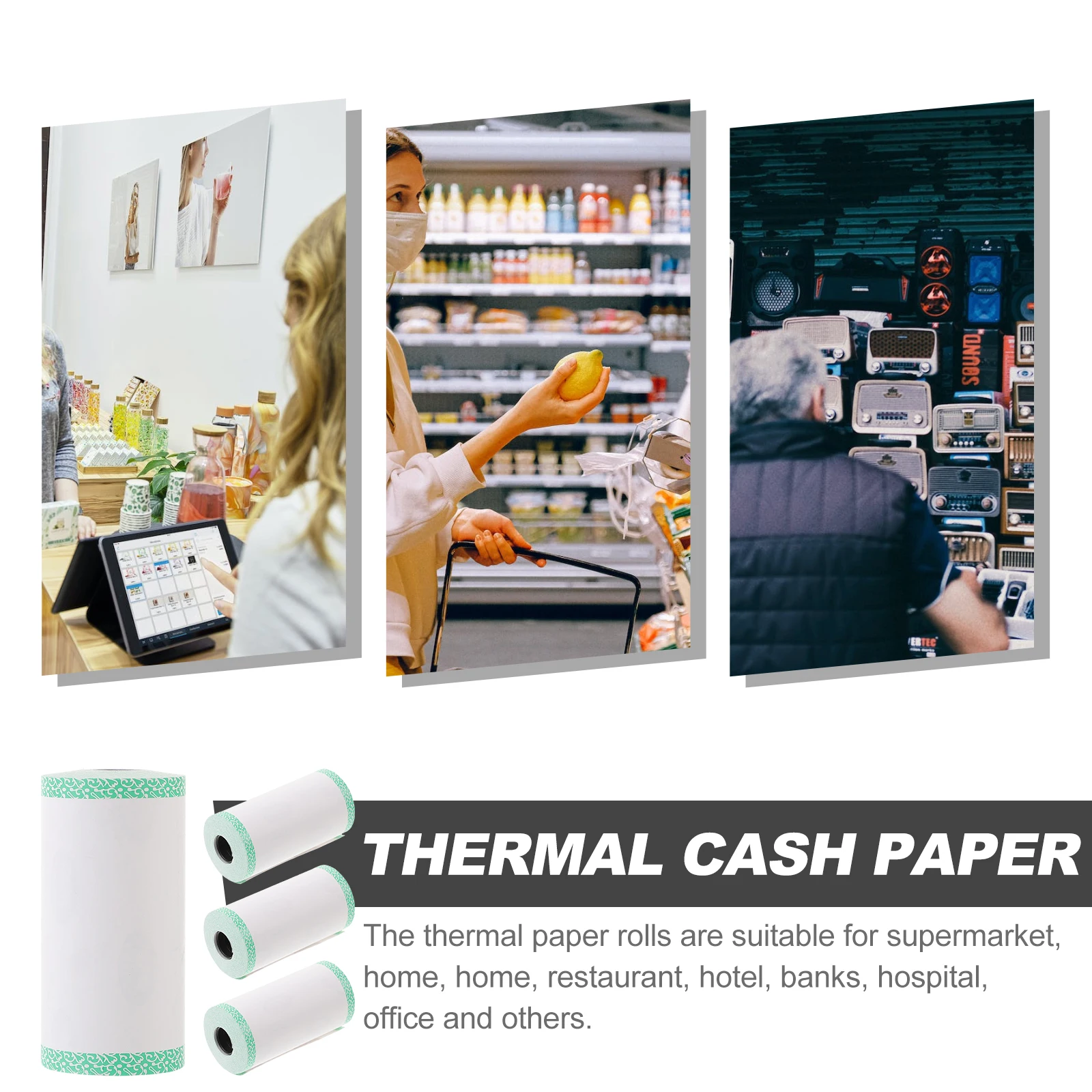 

5 Rolls 57mm Thermal Printing Paper for Cashier Printer Smooth Surface Bank Hospital Office Use