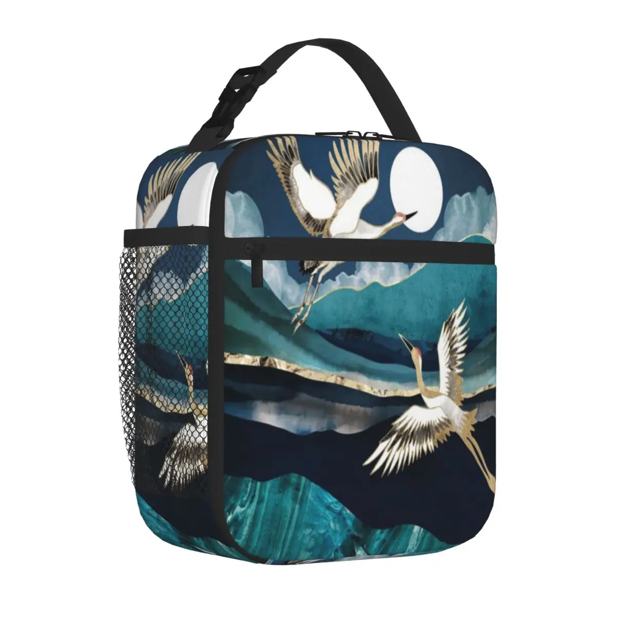 Hot Sale Midnight Cranes Modern Travel Lunch Bag Workplace Meal Bento Bag