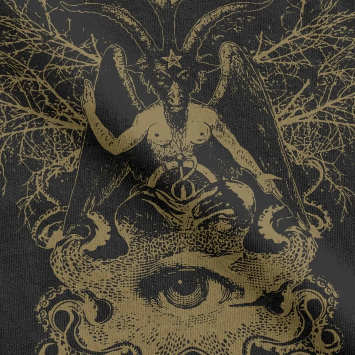 Baphomet Pentagram T-Shirt mężczyźni kobiety Baphomet Satan czary Vintage bawełniana koszulka z wycięciem pod szyją T Shirt ubrania na prezent