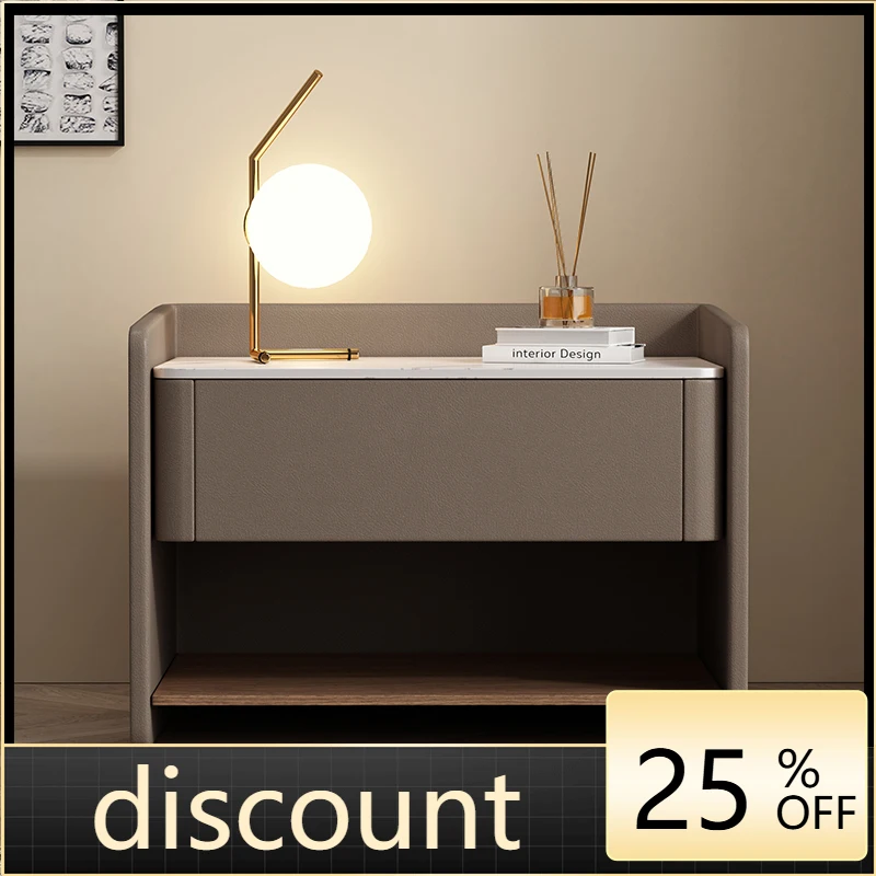 LTT light luxury high-end bedroom bedside table simple modern leather bedside table small shelf