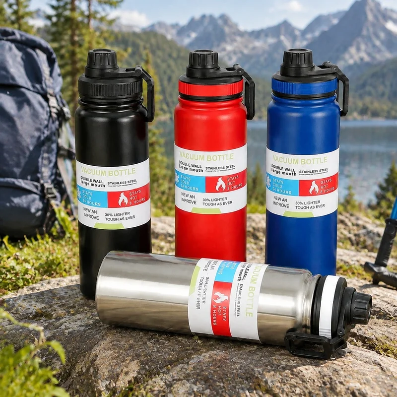 Vacuum Insulated Stainless Steel Thermal Bottle 600-1000ML for Sports and Car Travel, Maintains Beverage Temperature