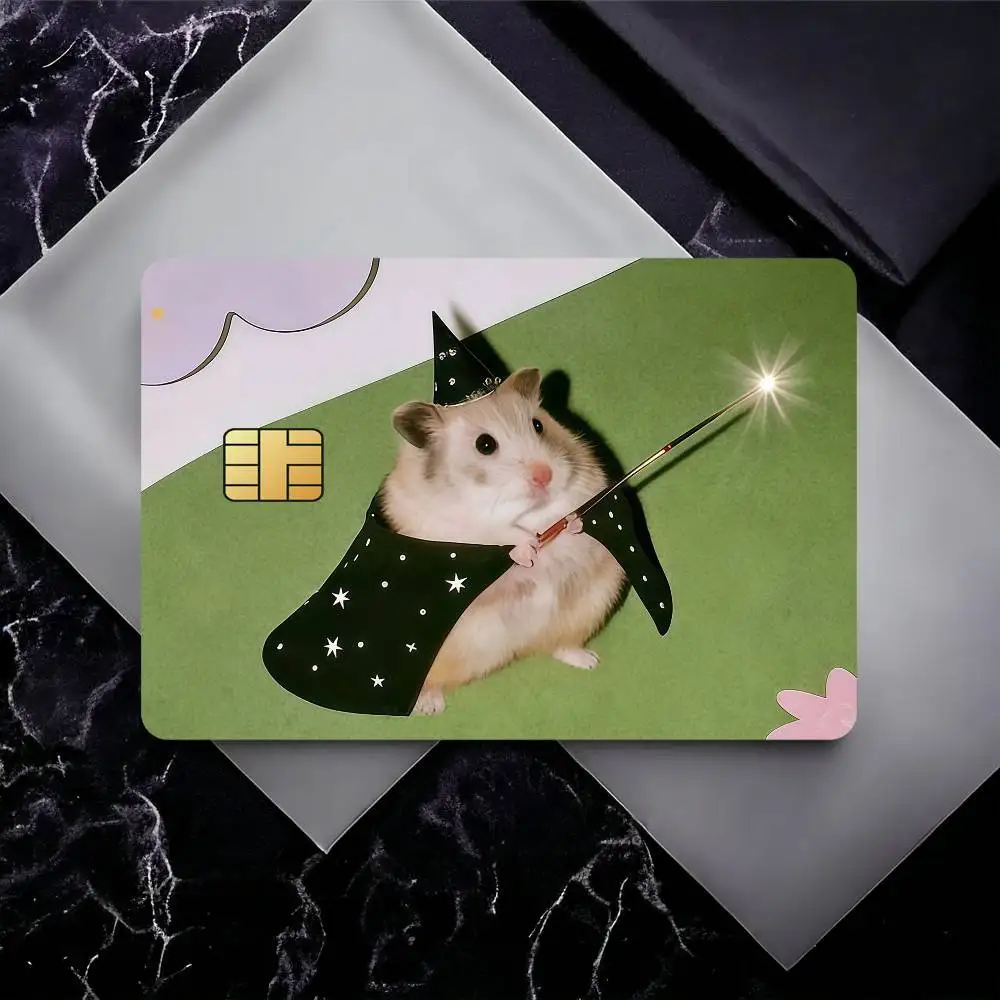 Funny Magic Cloak Hamster Credit Card Debit Card Waterproof Sticker Bank Bus Card Protective Film Sticker