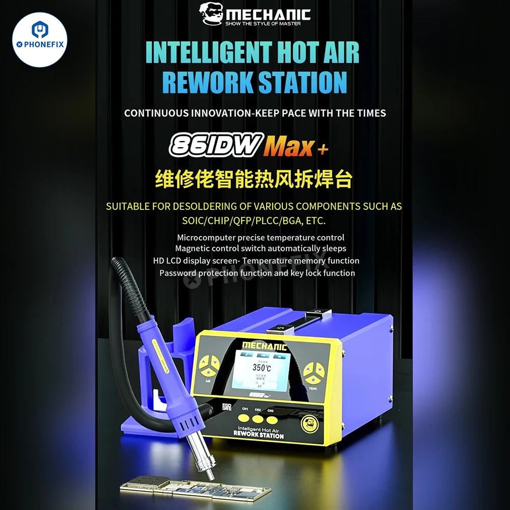 

MECHANIC 861DW MAX Hot Air Rework Station Lead Free Heat Gun Welding Station DIgital BGA Soldering Station for Phone PCB Repair