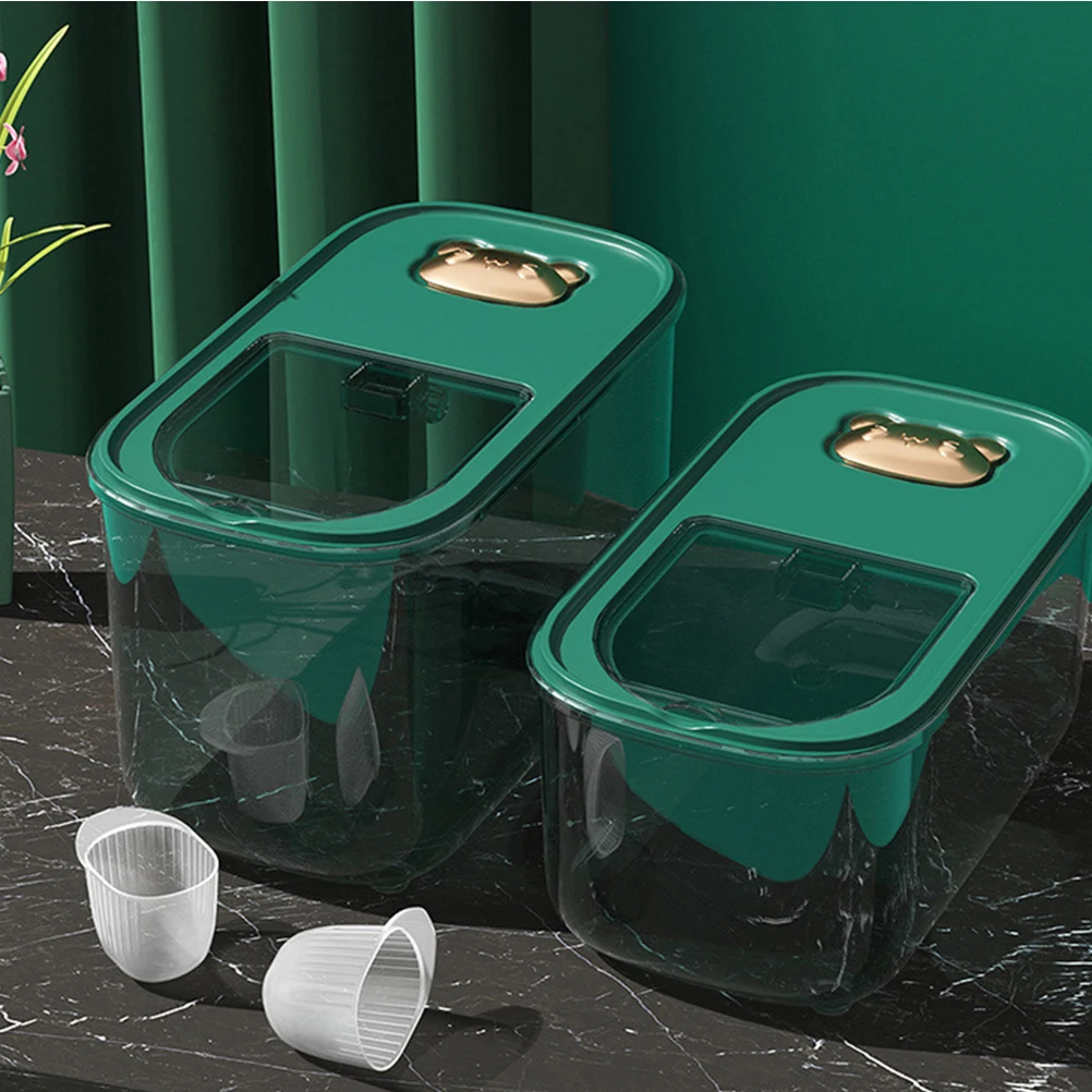

20lb PET Rice Bucket Sealed Container Insect Proof Moisture Resistant Storage Box Large Capacity Green Grain Flour Dispenser