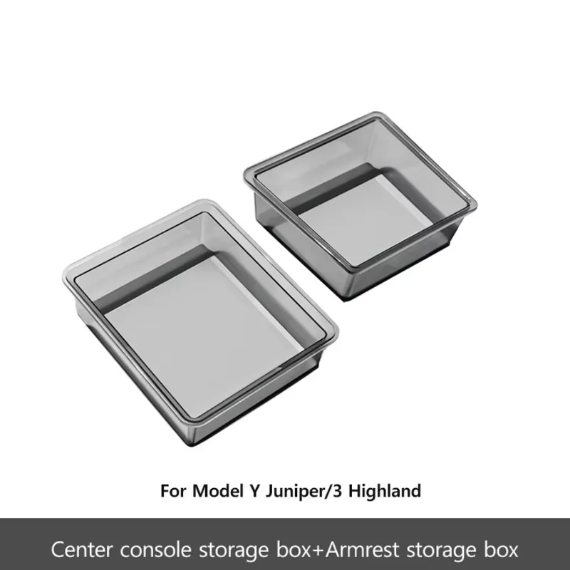 Central Console Light-Transmitting Storage Box For Tesla Model Y Juniper 2025 2026 Model 3 Highland 2025 Silicone Pad Tray