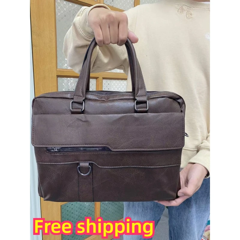 High Quality  PU Leather Briefcase Bag Men Business Shoulder Messenger Bags Men Office Handbag 14 Inch Laptop Bag