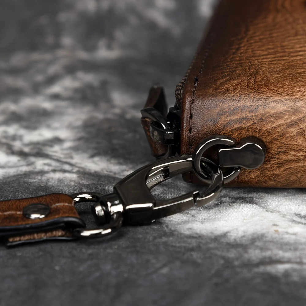 Vintage Style Fish Pattern Long Clutch Wallet, Zipper Around Coin Purse, Classic Textured Large Capacity Credit Card Holder