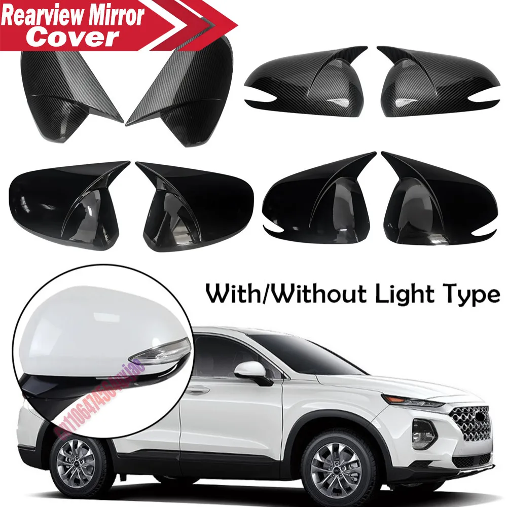 For Hyundai Santa Fe 2019 2020 2021 2022 2023 Rearview Side Mirror Cover Wing Cap Exterior Door Trim Adhesive Sticker