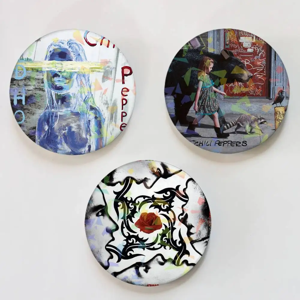 Band R-Red Hot Chili Peppers Round Laser Badge Brooch Clothes Backpack Accessories Lapel Decoration Gift