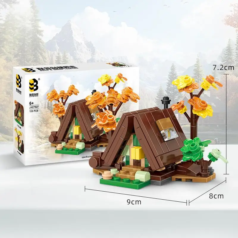 OUZEY Mini bloques de construcción de casa Triangular de estilo chino, más de 14 partículas pequeñas, montaje DIY, modelo educativo, regalo