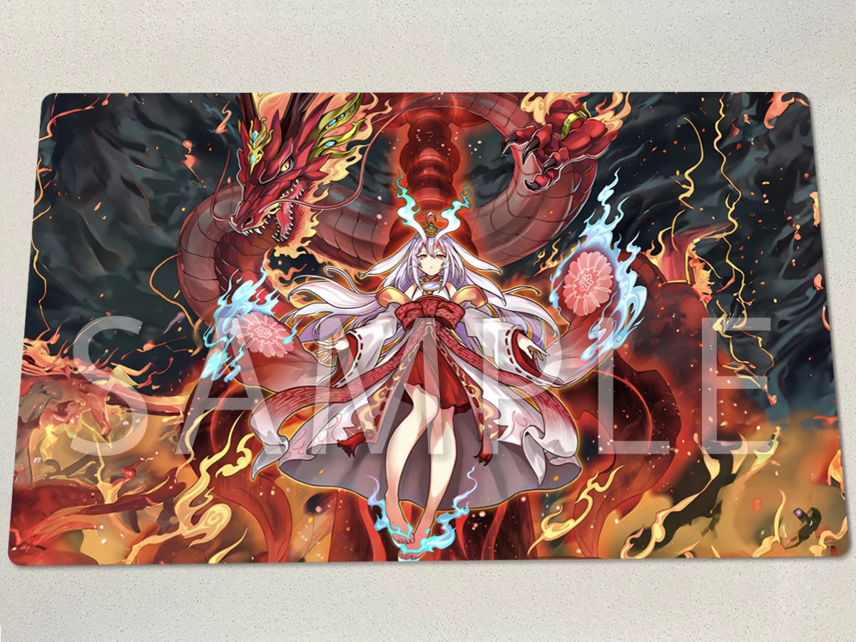 

YuGiOh Kurikara Divincarnate Playmat TCG CCG Mat Board Game Pad Trading Card Game Mat Rubber Gaming Mouse Pad Free Bag 60x35cm