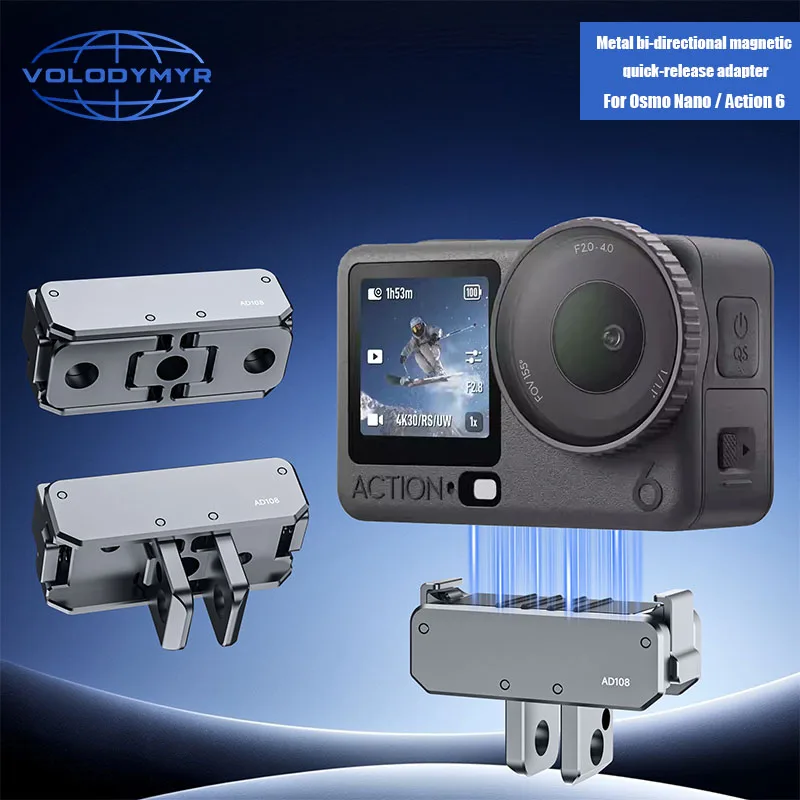 

VOLODYMYR Magnetic Adapter Mount for DJI Osmo Action 6 Foldable Quick Release Tripod Adapter Mount Base Expansion Accessories