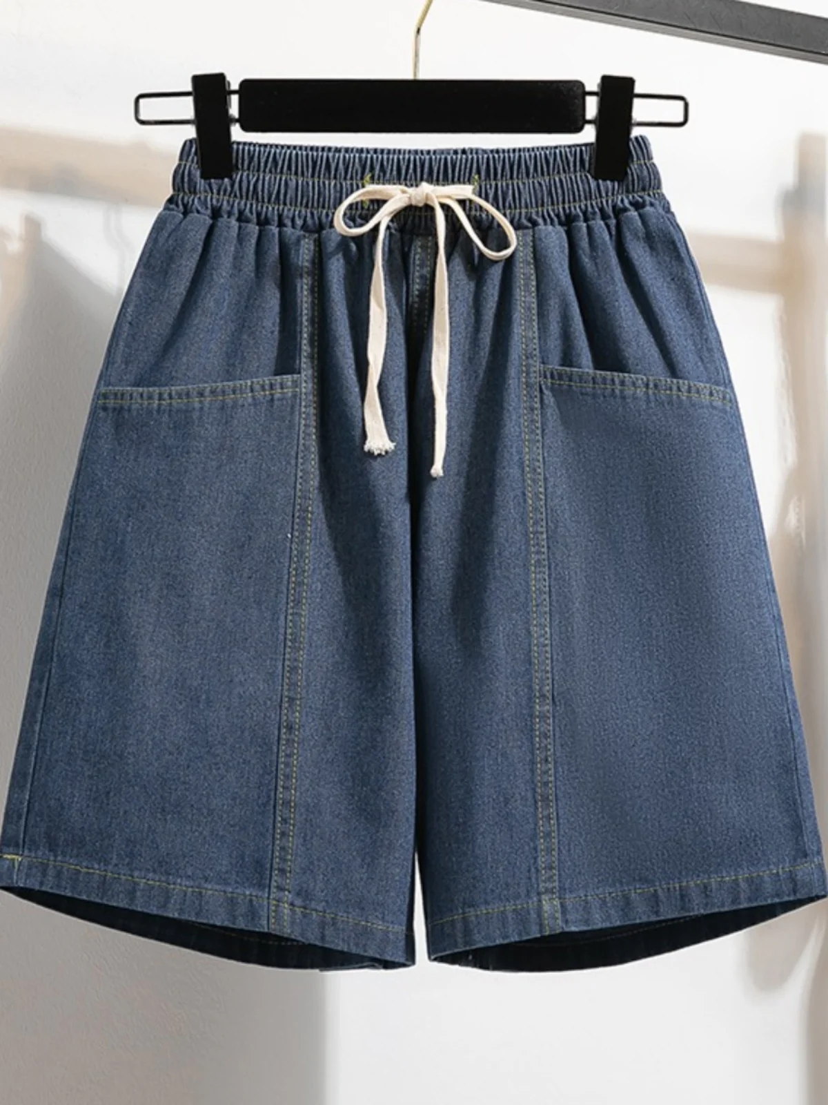 

High Waist Five-Quarter A-Line Denim Shorts Women's Summer Thin Wide Leg Pants Casual plus Size Slimming New Arrival