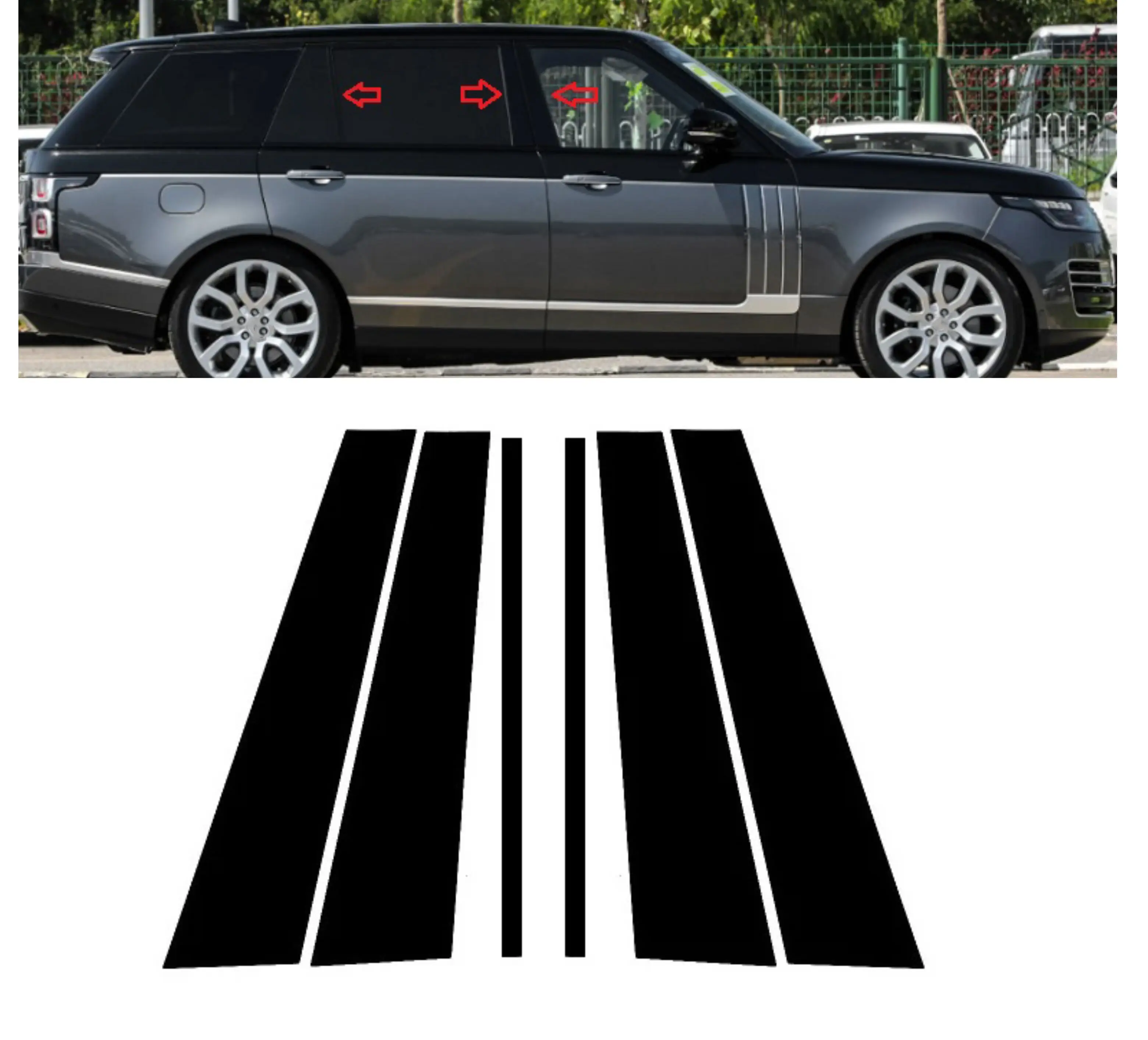 

Gloss Black Pillar Posts Fit For Land Rover Vogu Range Rover L405 2014-2021 Door Window Trim Cover Column B C Sticker Decoration