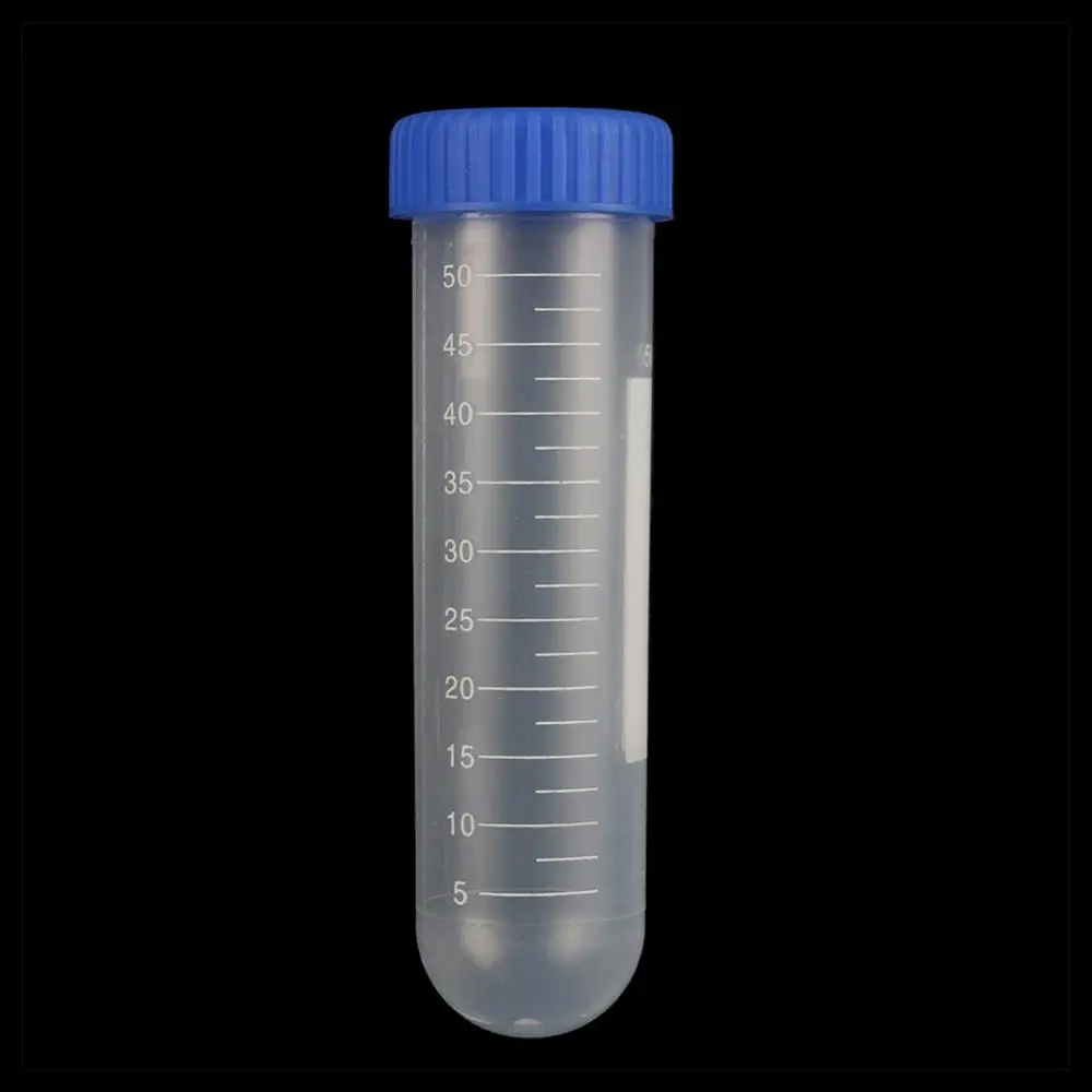50ml Blue Screw Cap Round Bottom Centrifuge Tube Plastic Test Tubes with Scale Free-standing Laboratory Supplies 5Pcs