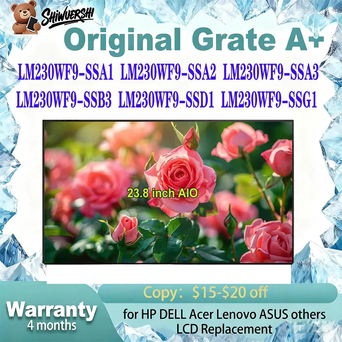 

Original LM230WF9 SSA1 LM230WF9 SSA2 LM230WF9 SSA3 LM230WF9 SSB3 LM230WF9 SSD1 LM230WF9 SSG1 New 23" LCD Screen panel