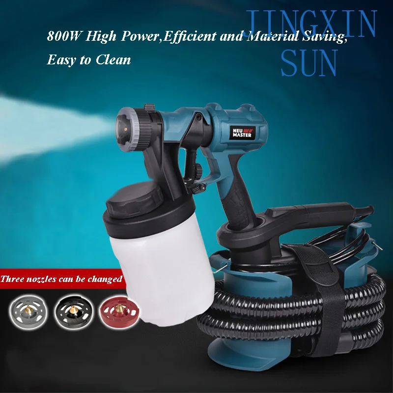 2.5mm Nozzle Spray Gun 800W High Power Electric Paint Sprayer 3 Nozzle Easy Spraying Coating Emulsion Painting Tool N3162A
