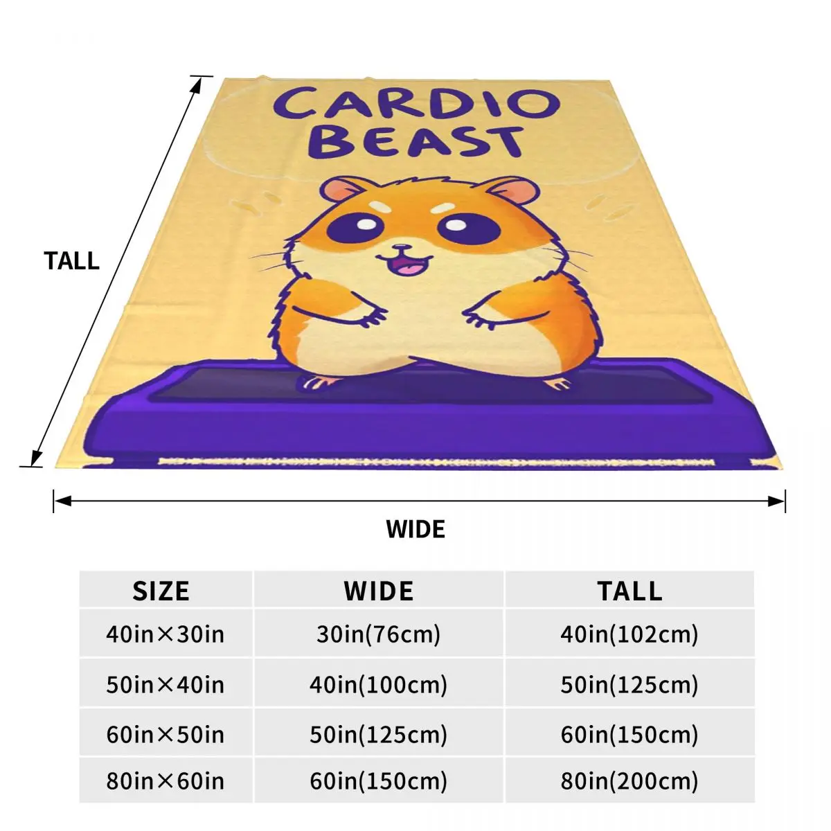Cardio Beast Hamster Workout Sticker Blanket Soft Warm Flannel Throw Blanket Bedspread for Bed Travel Home Sofa