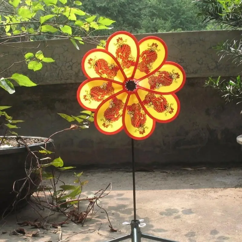 8 Leaves Garden Wind Spinners God of Wealth Windmill Lawn Decor 12 Inch Pinwheel C5AD