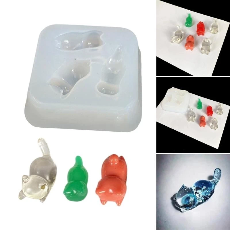 

Flexible Silicone Mould 3 Cats Accessory Mold Epoxy Jewelry Charm Making Mold