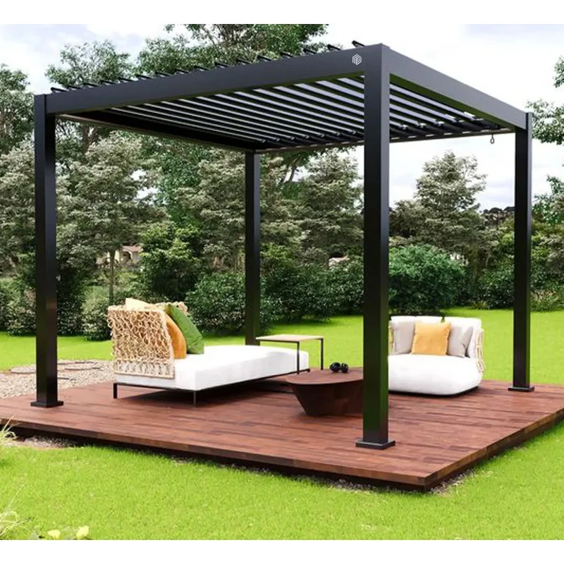Louvered Aluminum Pergola-Style Powder Coated Waterproof Customizable Size Easily Assembled Balcony Garden (3x4m)