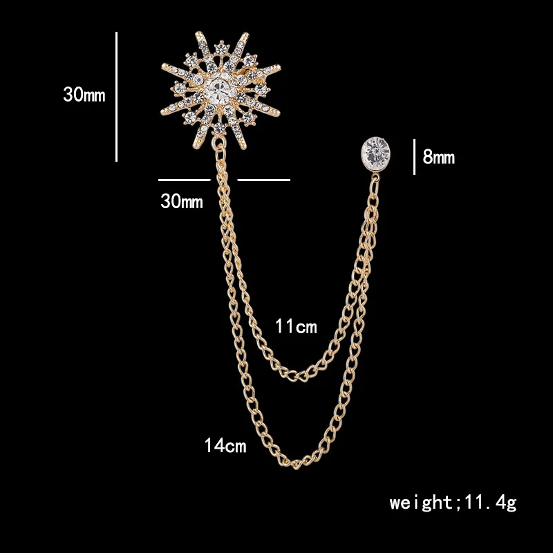 Korean Version of the British Style Asterisk Brooch Suit Tassel Chain Collar Pin Zircon Badge Women's Corsage Men's Accessories