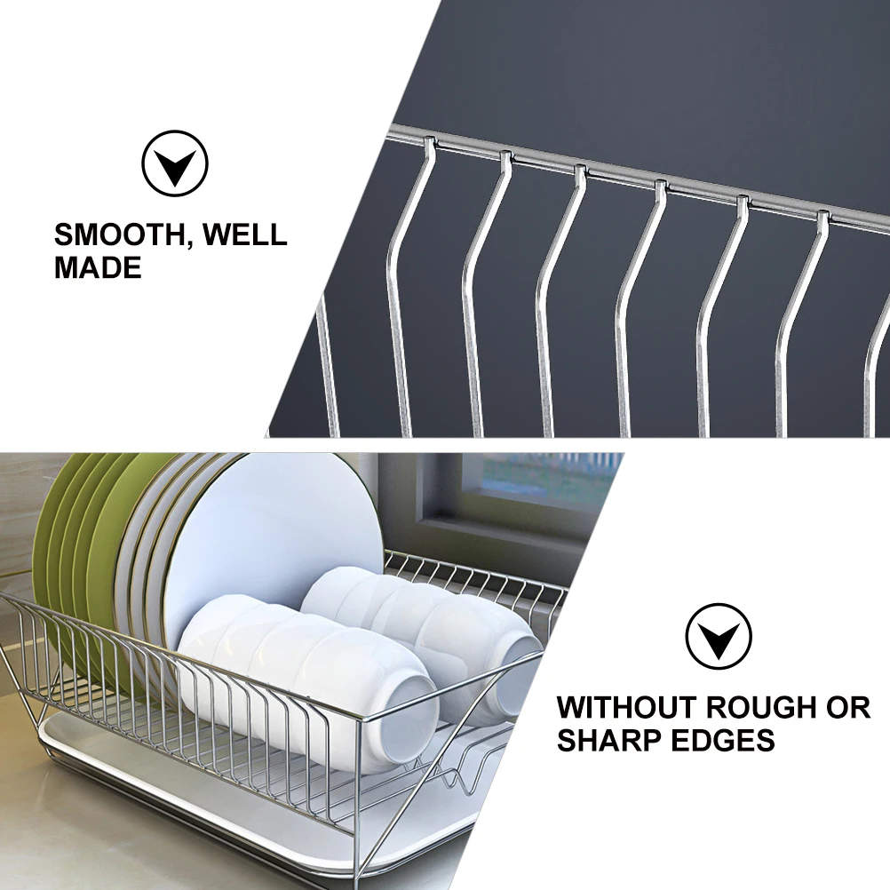 

Stainless Steel Dish Storage Holder Tableware Draining Rack Desk Type Hold Cups Bowls Cutlery Draining Bracket Kitchen Supplies