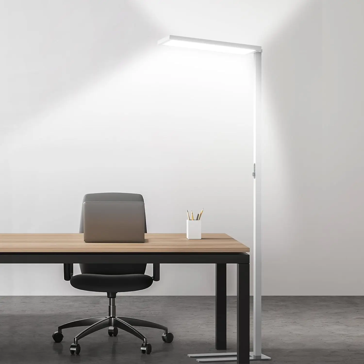 

Eye-Care Led Floor Lamp for Office, 79" Tall 120W Dimmable Full Spectrum White Modern Free-Standing Lamp, 4000K Daylight 10400LM
