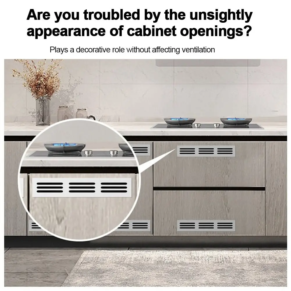 Aluminum Alloy Cabinet Breather Hole Cover Rectangle Breathable Mesh Wardrobe Air Vent Decor 30mm Wide Ventilator Grille Cover