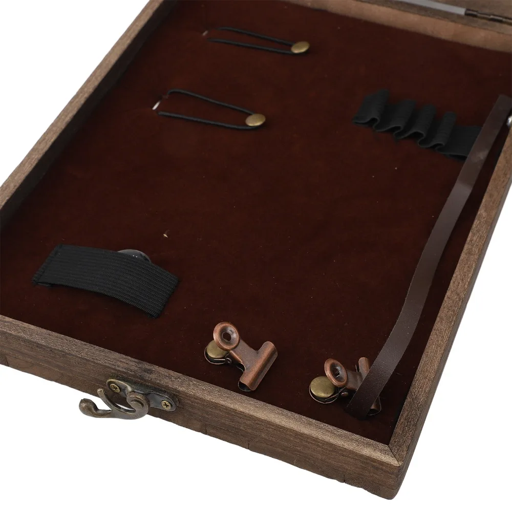 New Carbonized Brown Wooden Messenger Bag Wood Handmade Writing Box Artists Storage Box
