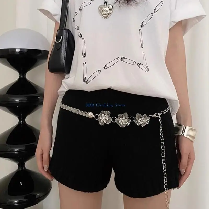 N0PE Crystal Women Fashion Body Body Bress Long Weist Belt Brut
