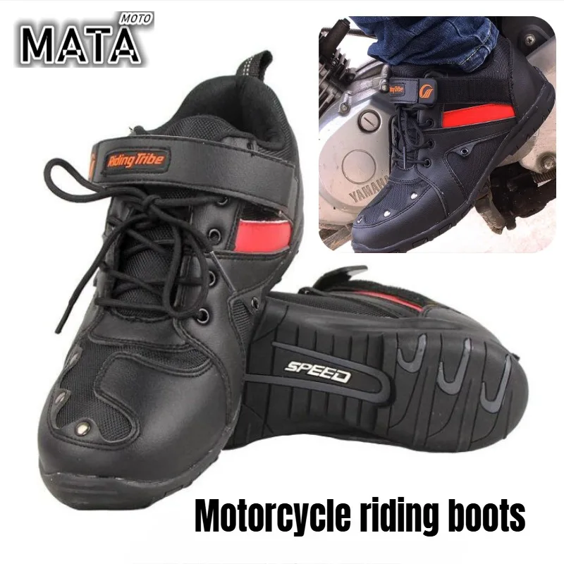 

PRO-BIKER Motorcycle Boots Microfiber Leather Shoes Breathable Racing Boots SPEED Motorboat Motocross Men's Anti-skid Boots