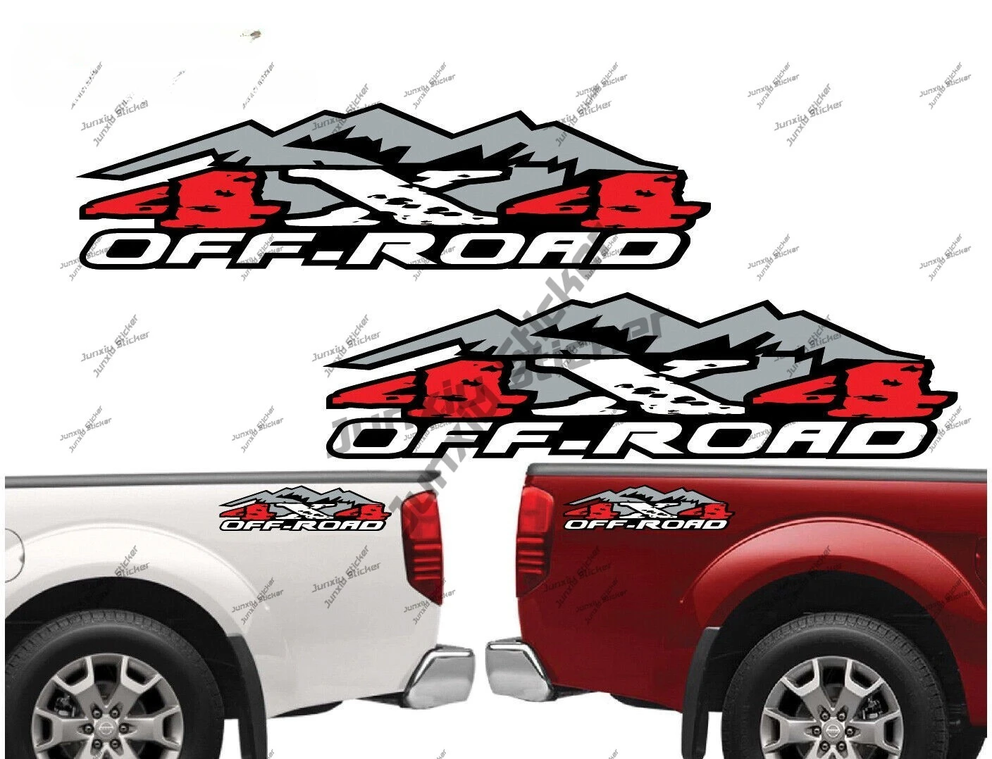 

A Pair Personality 4X4 Offr Road Sticker Pickup Camper SUV Trunk RAM 1500 F150 Decal Vinyl Cover Scratches Waterproof Decals