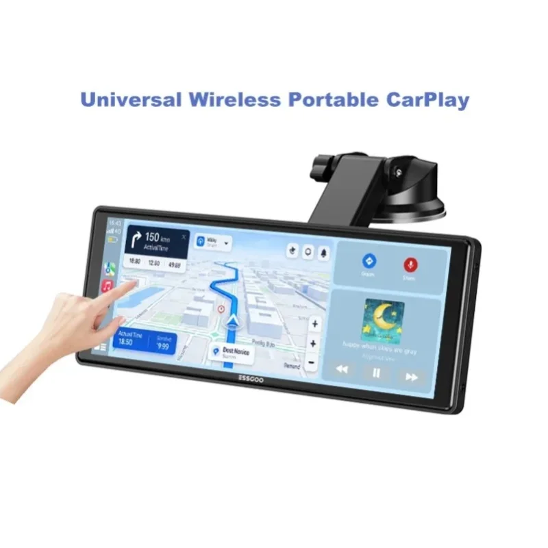 ESSGOO 10,26" Tragbare Universelle Drahtlose Carplay-Halterung für Wohnmobile, LKWs, Autoradios, Tourscreen, Android Auto, Bluetooth, FM, Lenkradsteuerung, Einfach zu installieren