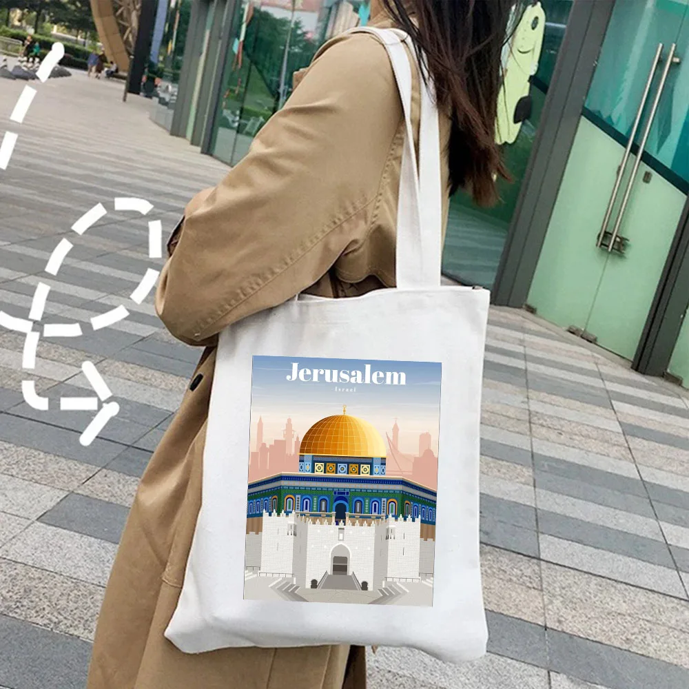 Istanbul Jerusalem Athens Bali Bangkok Barcelona Berlin Budapest Cairo Women\'s Canvas Shoulder Shopper Tote Bag Shopping Handbag