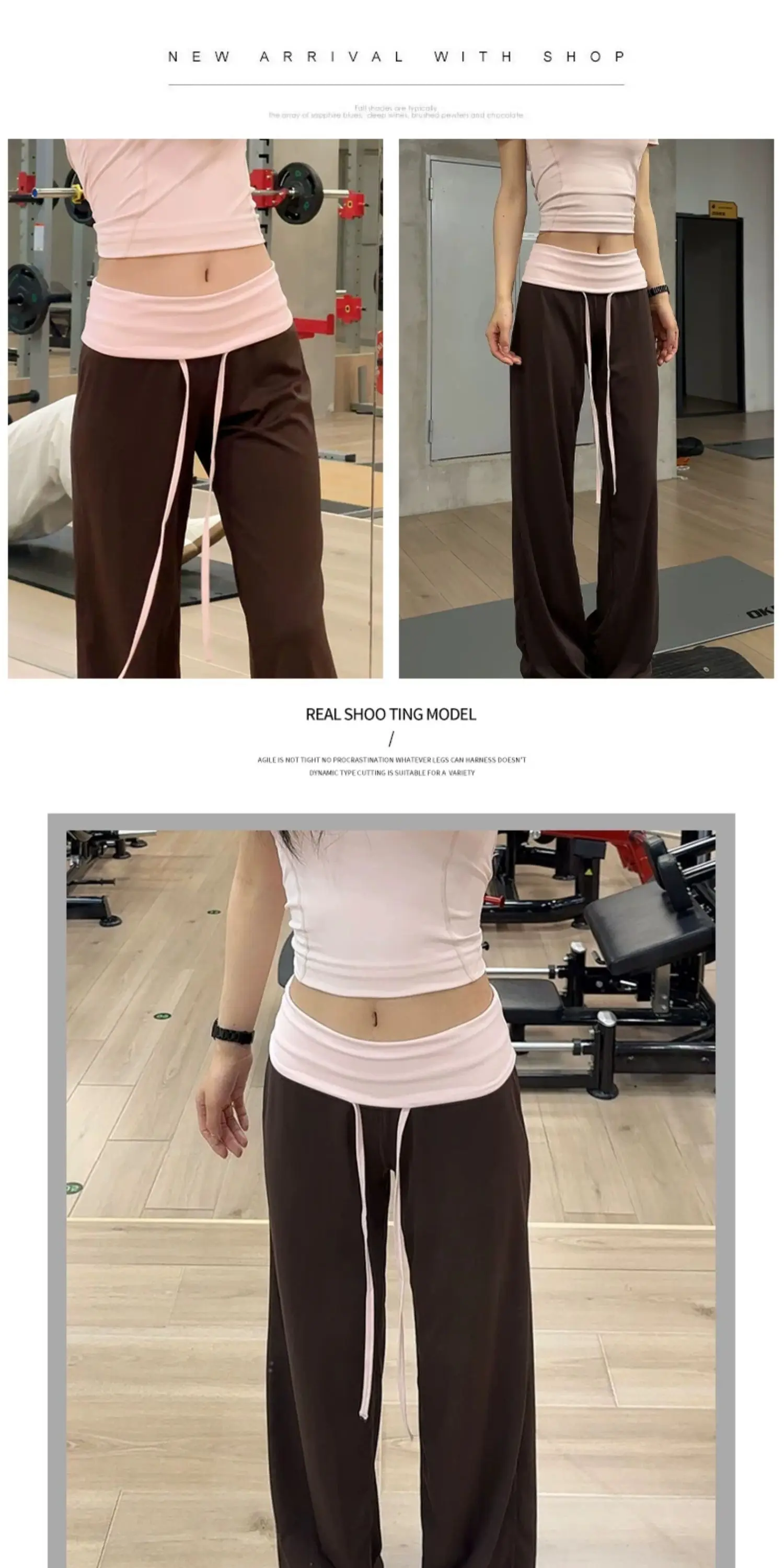 Yoga-Hose mit genähtem Bund, Laufhose, Damen-Freizeit-Outdoor-Sport-Pilates-Trainingshose, lockere, gerade geschnittene, schmale Hose, Leggings – Detail 3
