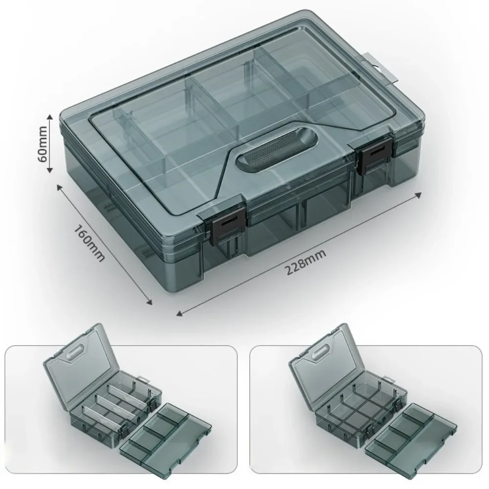 For Thickened Plastic Tool Parts Box Drill Bit Accessories Transparent Screw Storage Box Removable Grid Multifunction