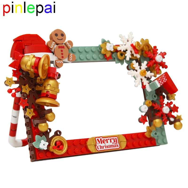 Pinlepai Jaki Santa Photo Frame Blocks Block Christmas Bricks Framebuilding Picture Brick Decoration Building Sets Children Gift