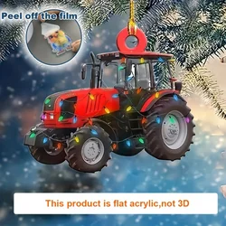Festive Tractor Pendant Keychain,Christmas Love Expression 2D Acrylic Versatile Charm,for Car Mirror,Backpack,Festive,Gift&Decor