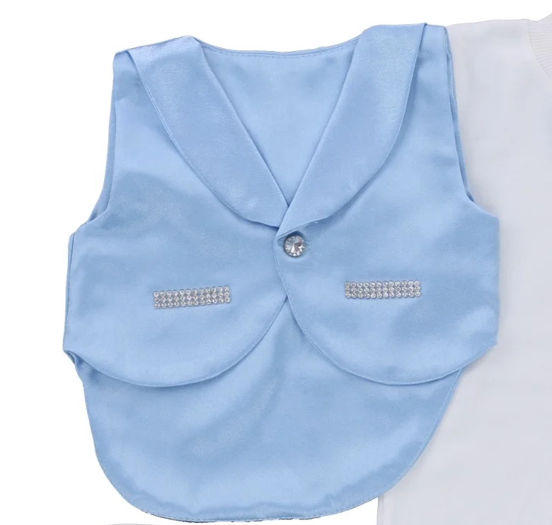 Dollbling 5 Pcs Blue Vest Baby Romper Set Fabric Knitted Wholesale Custom Newborn New Design High Quality Modern