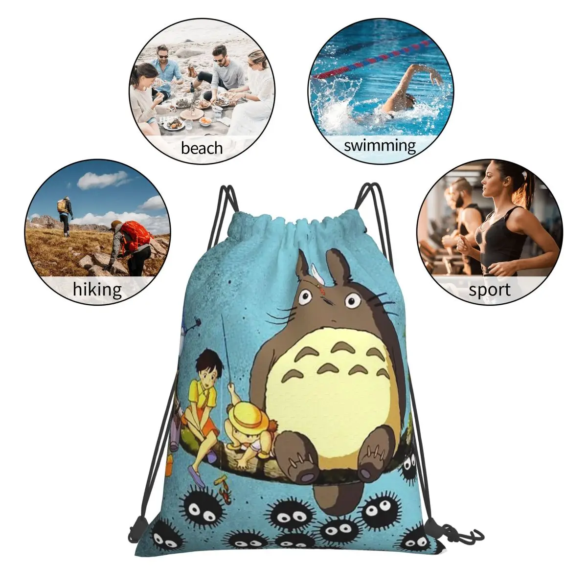 Soot Studio ジブリバックパックファッションポータブル巾着バッグスポーツバッグブックバッグ男性女性学生用