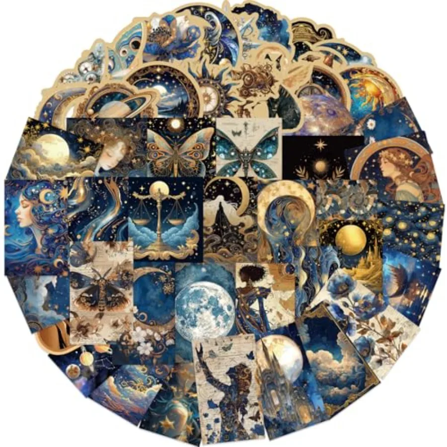 Fantasy Graffiti Galaxy Astronomical Artistic Stickers 50 Pcs Waterproof Vinyl Vintage Space Moon Celestial Decorative Decals f