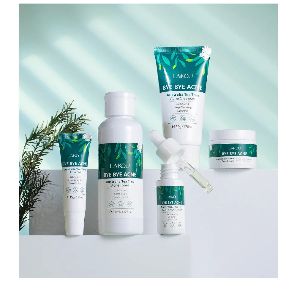 مجموعة LAIKOU Australia Tea Tree Acne Skincare المكونة من خمس قطع (منظف، تونر، مصل، جل، كريمي)، للبشرة الدهنية والمعرضة لحب الشباب #6