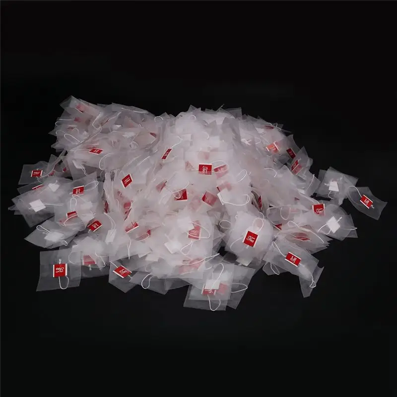 Image 5: ABUH - Nouveaux sachets de thé pyramidaux en nylon de 5,8 x 7 cm, 500 pièces, avec étiquette à cordon unique, sachets de thé vides transparents