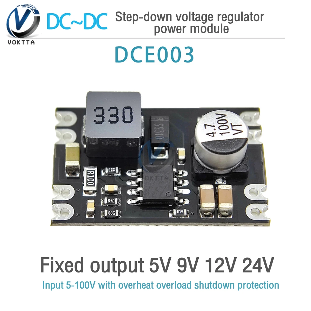 DC-DC Step-down Voltage Regulator Power Module DC-DC 6V 10V 13V 25V 100V to 5V 12V 2A Step-down Power Module Current