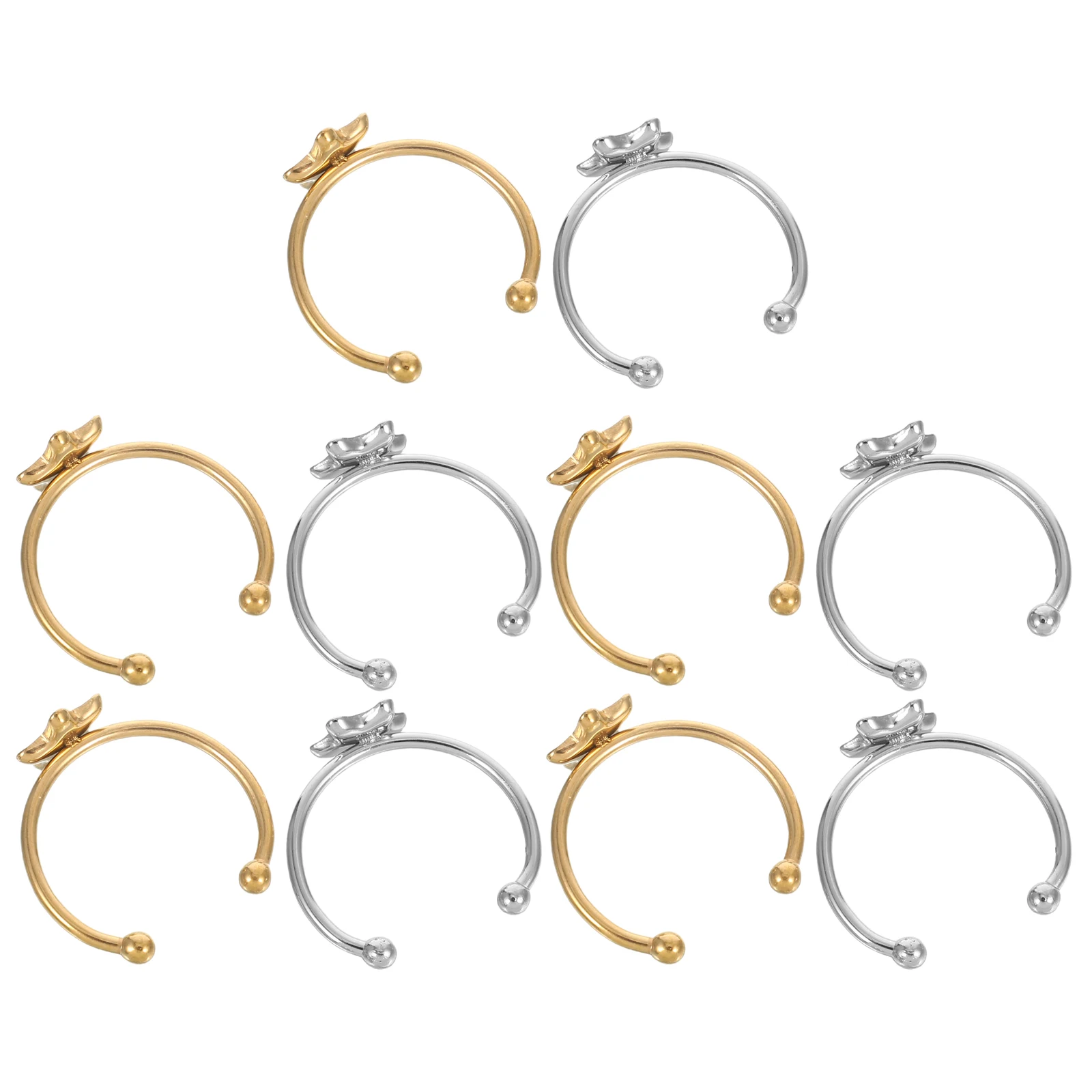 

10pcs Stainless Steel Ring Bases: Adjustable Finger Rings Blanks Diy Jewelry Making Flat Trays For Cabochons Gems Crafting Kit